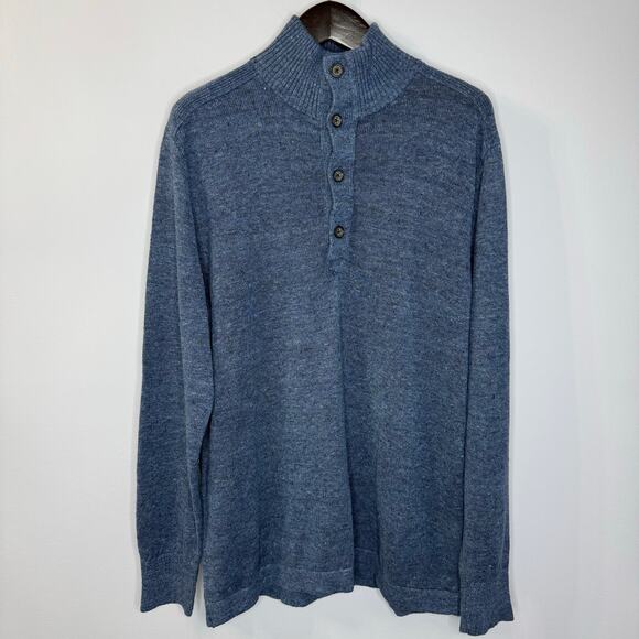Banana Republic Other - Banana Republic Italian Linen Linificio Canapificio Knit 1/4 Button Sweater XL